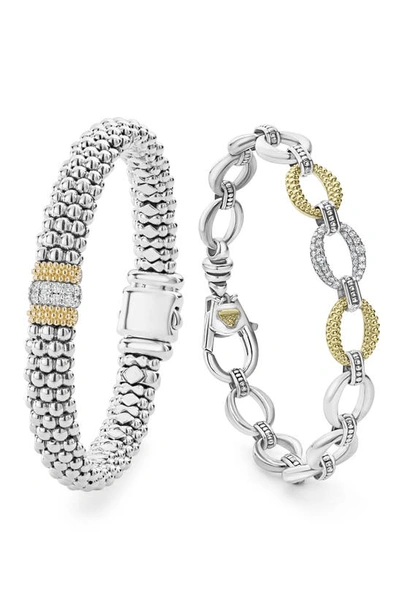 Shop Lagos Set Of 2 Bracelets In Silver/ Gold