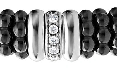 Shop Lagos Set Of 2 Ceramic & Diamond Rope Bracelets In Silver Black