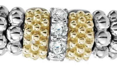 Shop Lagos Set Of 2 Diamond Caviar Beaded Rope Bracelets In Silver Gold