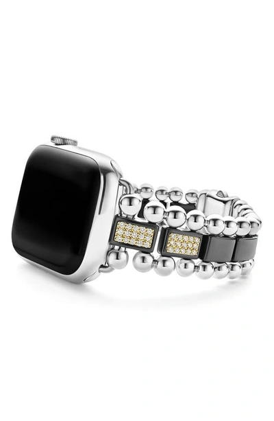 Shop Lagos Smart Caviar Apple Watch® Watchband & Rope Bracelet Set In Silver