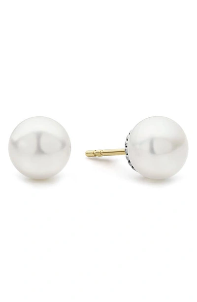 Shop Lagos Freshwater Pearl Stud Earrings & Pendant Necklace Set In Silver/ Pearl