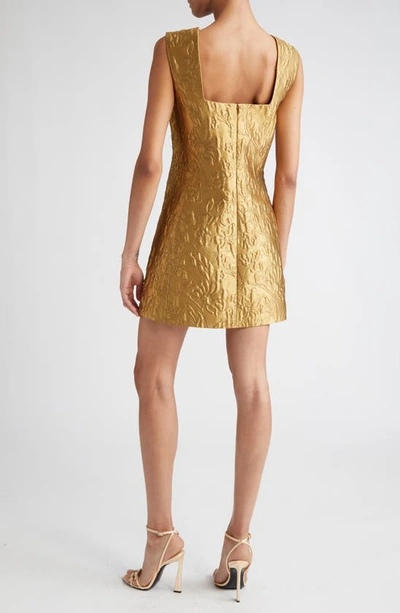 Shop Emilia Wickstead Irma Floral Jacquard Metallic Shift Dress In Gold Lurex