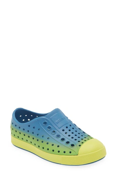 Shop Native Shoes Kids' Water Friendly Slip-on Sneaker In Vallarta Blue/ Pickle Green