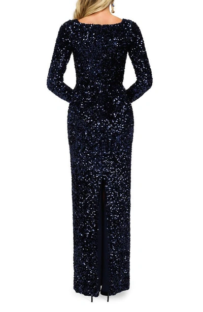 Shop Helsi Jamie Sequin Long Sleeve Gown In Midnight