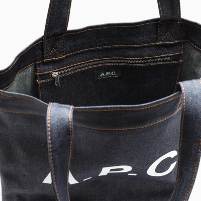Shop Apc A.p.c. Axelle Tote Bag In Denim And Leather