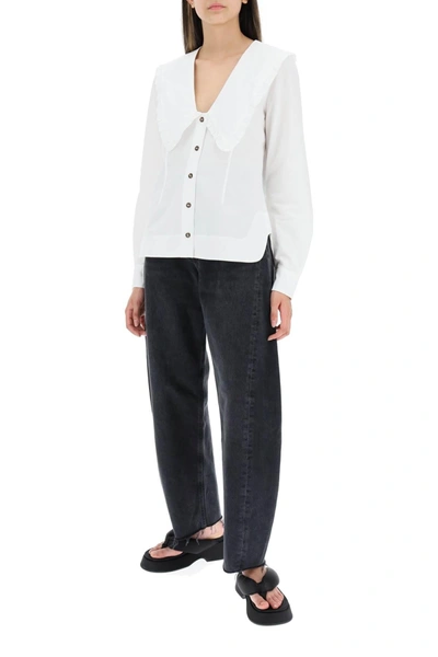 Shop Ganni Shirt With Peter Pan Collar