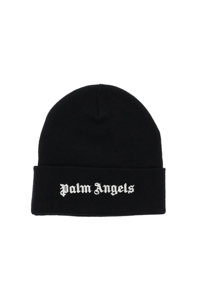 Shop Palm Angels Embroidered Logo Beanie Hat