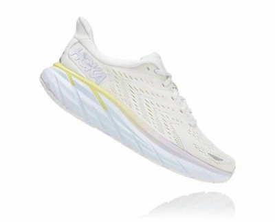 Shop Hoka Women's Clifton 8 Running Shoes In Blanc De Blanc/bright White
