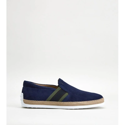 Shop Tod's Slip-ons In Suede In Blue