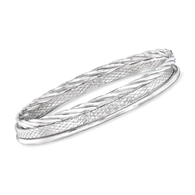 Ross-simons Sterling Silver Jewelry Set: 3 Stackable Bangle Bracelets In Silver
