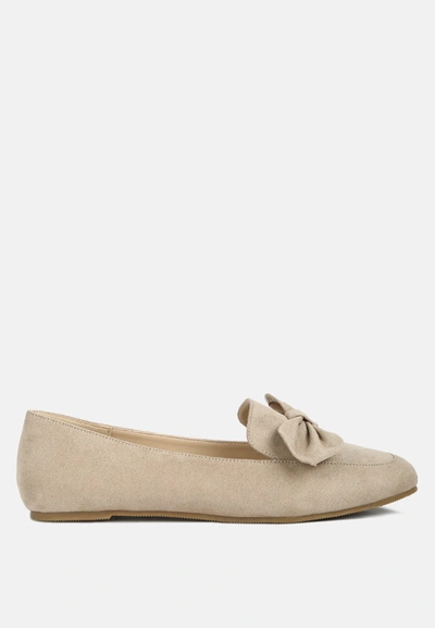 Shop London Rag Remee Front Bow Loafers In Beige
