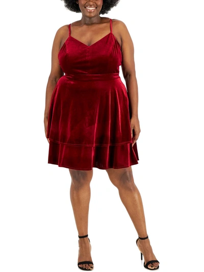 Shop B Darlin Plus Womens Lace Back Velvet Cocktail And Party Dress In Red