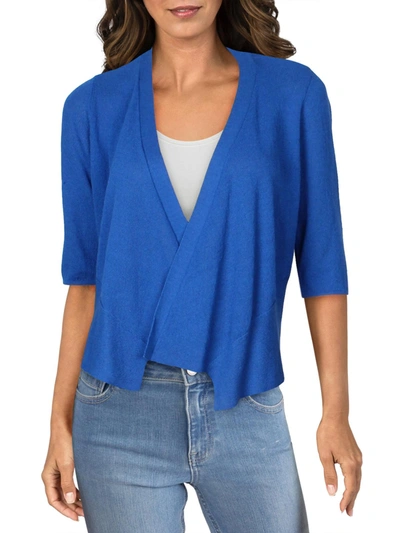 Shop Alfani Petites Womens Handkerchief Open Front Cardigan Top In Blue