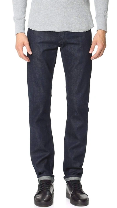 Shop Rag & Bone Standard Issue Tonal Selvedge 5 Pocket Style Jeans In Black In Blue