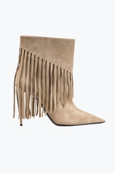 Shop Pinko Women's Olympe Boots In Light Taupe In Beige