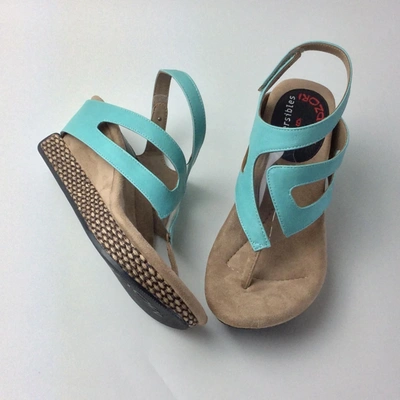 Shop Modzori Zoey Reversible Sandal In Aqua/taupe In Blue