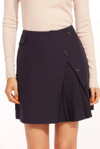 Shop Eva Franco Tailored Mini Skirt In Dark Navy In Black