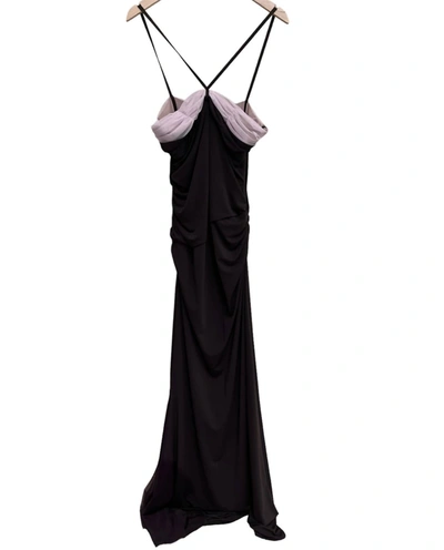 Shop Vera Wang Women's Full Length Long Dress In Chocolate In Black