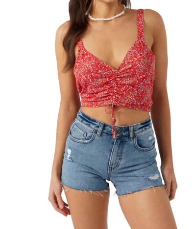 Shop O'neill Kiko Ditsy Floral Crop Top In Red Hot