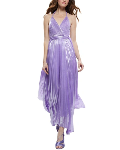 Shop Alice And Olivia Arista Pleated Maxi Dress In Purple