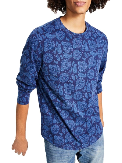 Shop Sun + Stone Mens Printed Knit T-shirt In Blue