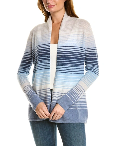Shop Hannah Rose Ombre Striped Cashmere Cardigan In Blue