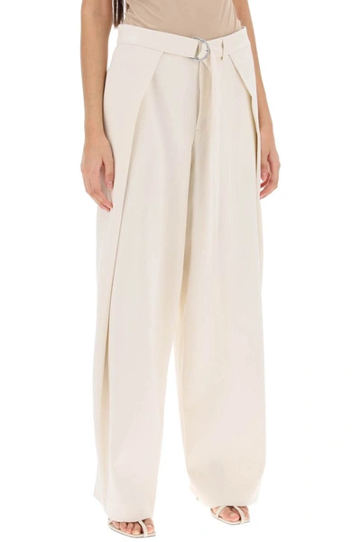 Shop Ami Alexandre Mattiussi Ami Paris Wide Fit Pants With Floating Panels In White