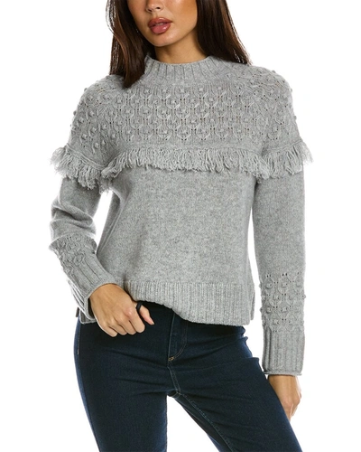 Shop Hannah Rose Rosebud Wool & Cashmere-blend Sweater In Grey