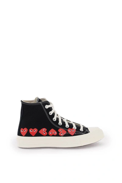 Shop Comme Des Garçons Play Comme Des Garcons Play Multi Heart Converse X  Hi-top Sneakers In Black