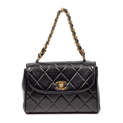 Pre-owned Chanel Vintage Mini Flap Double Chain Handle In Black