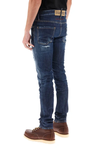 Shop Dsquared2 Dark Ripped Wash Cool Guy Jeans In Blue