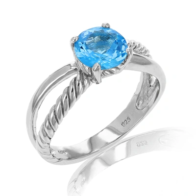 Shop Vir Jewels 1.75 Cttw 7 Mm Round Blue Topaz Ring .925 Sterling Silver With Rhodium Plating