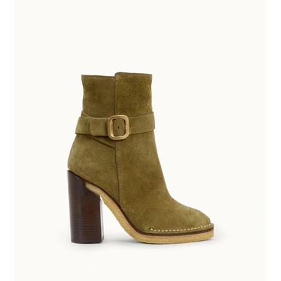 Shop Tod's Ankle Boots In Suede In Green