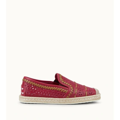 Shop Tod's Slip-ons In Leather In Red