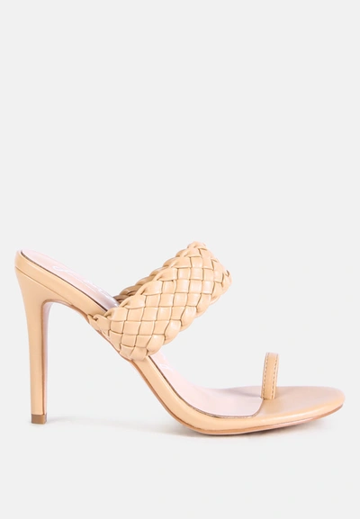 Shop London Rag High Perks Woven Strap Toe Ring Sandals In Beige