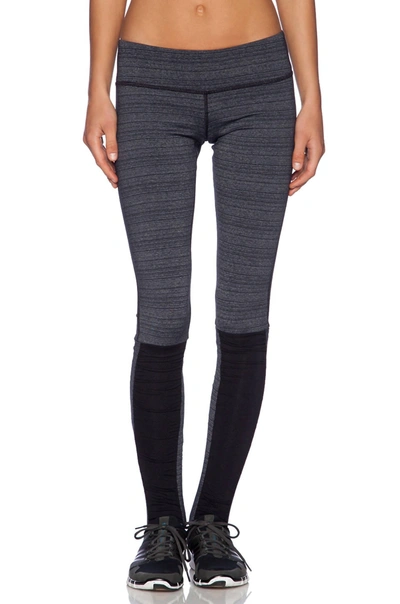 Shop Vimmia Comfort Fit Mid Rise Static Stripe Stirrup Leggings In Black In Blue