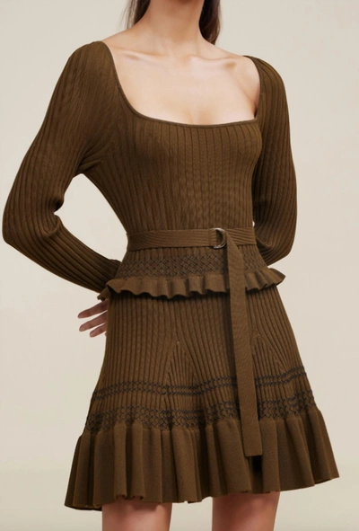 Shop Acler Wotton Dress In Hunter Green Mix In Brown
