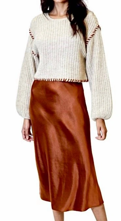Shop Dh New York Eva Sweater Dress Combo In Oat/rust In White