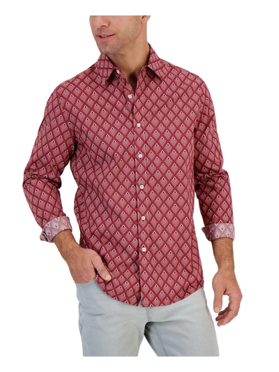 Shop Club Room Mens Cotton Printed Button-down Shirt In Pink