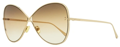 Shop Tom Ford Women's Butterfly Sunglasses Tf842 Nickie 28f Gold 66mm In Beige