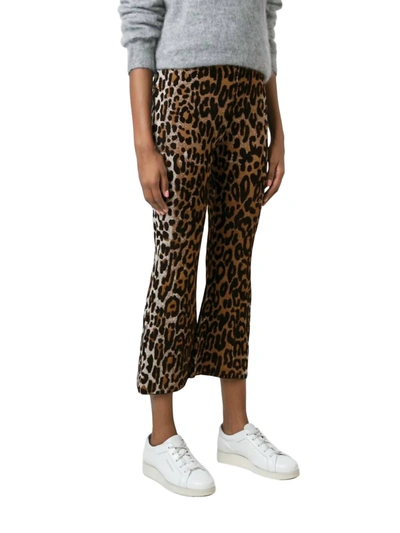 Shop Stella Mccartney Women Leopard Cropped Flared Pants In Brown