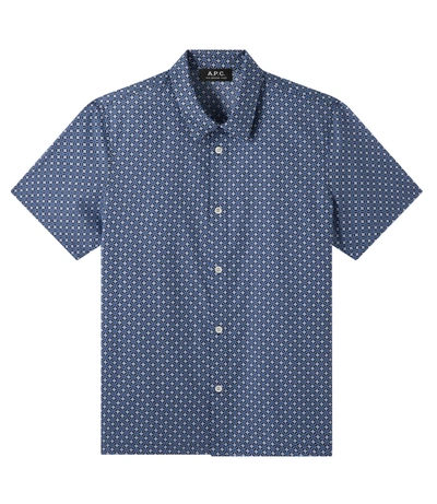 Shop Apc Léandre Short-sleeve Shirt In Blue