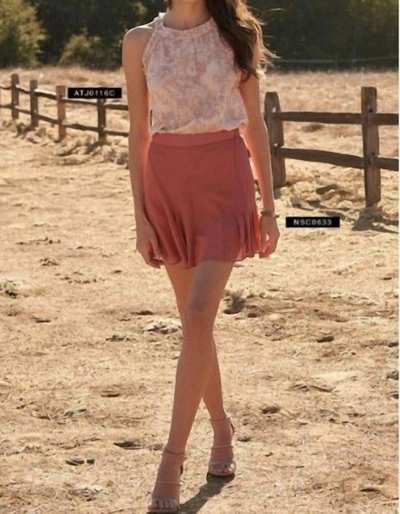 Shop Promesa Ruffle Hem Mini Skirt In Rust In Pink