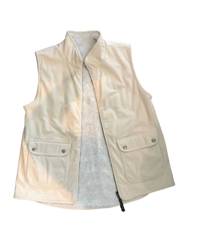 Shop Hem & Thread Waffle Corduroy Zip Up Fleece Vest In Cream In Gold
