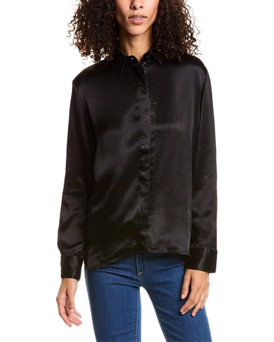 Shop Dress Forum Satin Button-down Shirt In Black