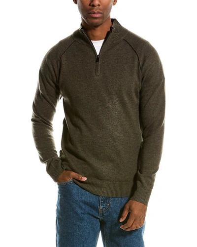 Shop Naadam Wool & Cashmere-blend 1/4-zip Mock Sweater In Green