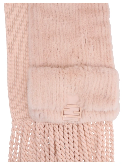 Shop Fendi Mink And Wool Scarf Scarves, Foulards Pink