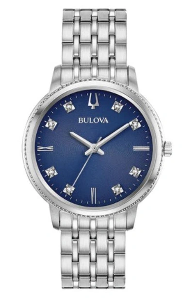 Shop Bulova Diamond Bracelet Strap Watch, 32mm In Silver-tone