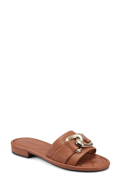 Shop Aerosoles Big Chain Slide Sandal In Tan Leather