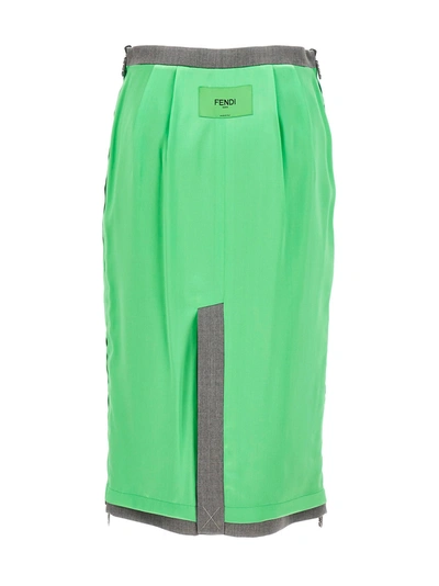 Shop Fendi Satin And Gabardine Skirt Skirts Green